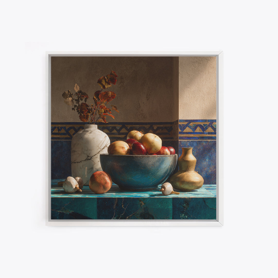 Marble Fruit Still Life Framed Canvas Print, Italian Villa Art, Bedroom Wall Art, Living Room Decor, Fine Art, Villa, IVA-1x1-47