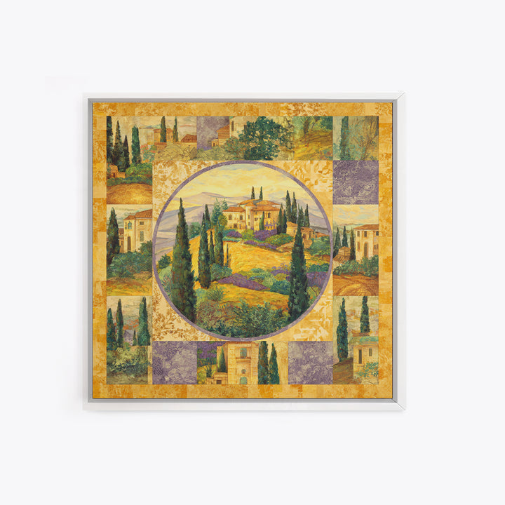 Tuscan Hillside with Cypress Trees and Golden Canvas Print, Italian Villa Art, Living Room Art, Living Room Decor, Villa, IVA-1x1-49