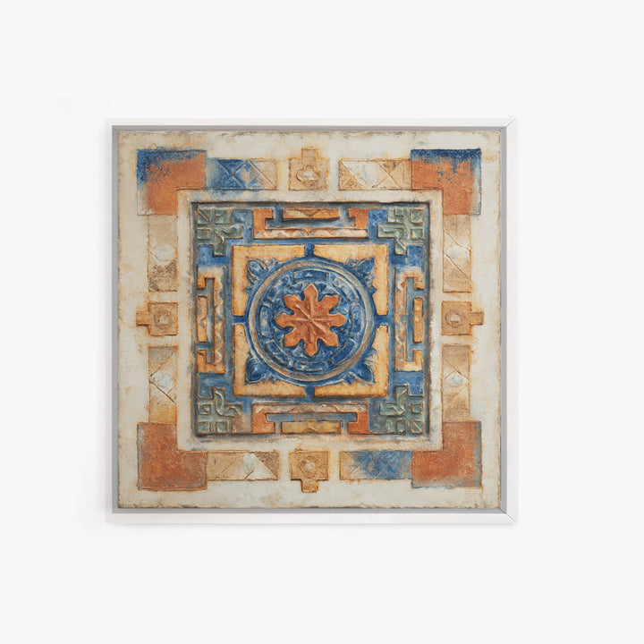 Italian Tile Pattern Framed Canvas Print, Italian Villa Art, Digital Download Art, Living Room Decor, Fine Art, Villa, IVA-1x1-65