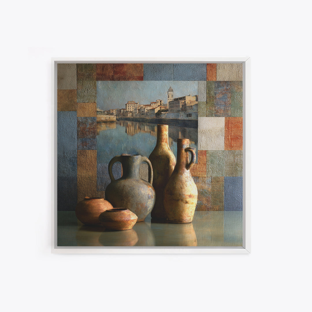 Venetian Canal Reflection Without City Crowd Canvas Print, Italian Villa Art, Gallery Wall Set, Living Room Decor, Villa, IVA-1x1-68