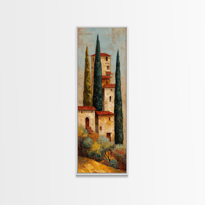 Tuscan Hillside with Cypress Trees and Golden Canvas Print, Italian Villa Art, Living Room Art, Living Room Decor, Villa, IVA-1x3-13