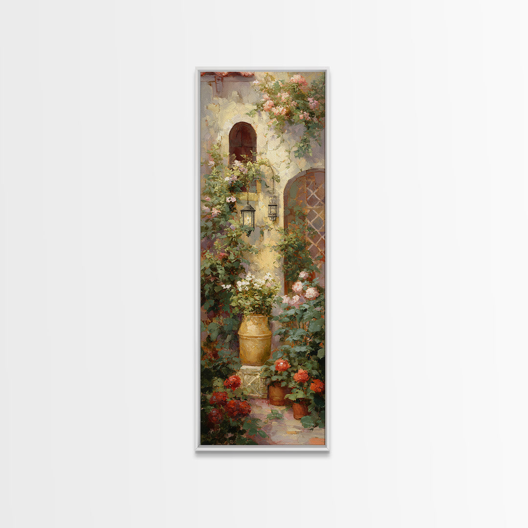 Italian Villa Garden Urn Canvas Print, Italian Villa Art, Landscape Art, Living Room Decor, Oil Painting, Villa, IVA-1x3-18