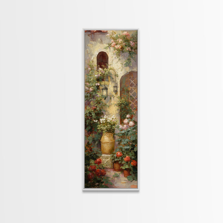 Italian Villa Garden Urn Canvas Print, Italian Villa Art, Landscape Art, Living Room Decor, Oil Painting, Villa, IVA-1x3-18