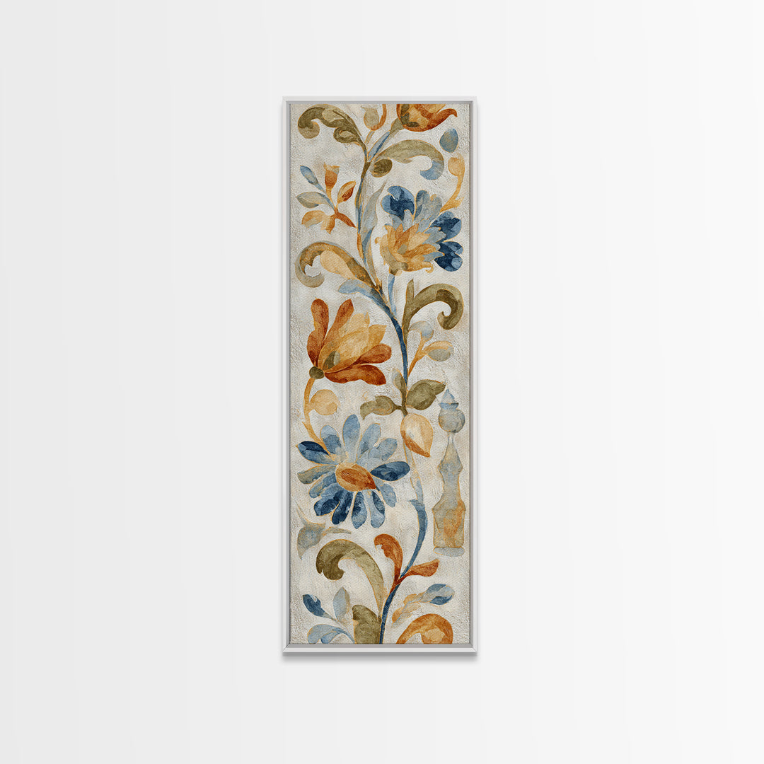 Florentine Floral Ornament Pattern Canvas Print, Italian Villa Art, Coastal Wall Art, Living Room Decor, Oil Painting, Villa, IVA-1x3-22