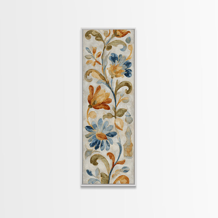 Florentine Floral Ornament Pattern Canvas Print, Italian Villa Art, Coastal Wall Art, Living Room Decor, Oil Painting, Villa, IVA-1x3-22