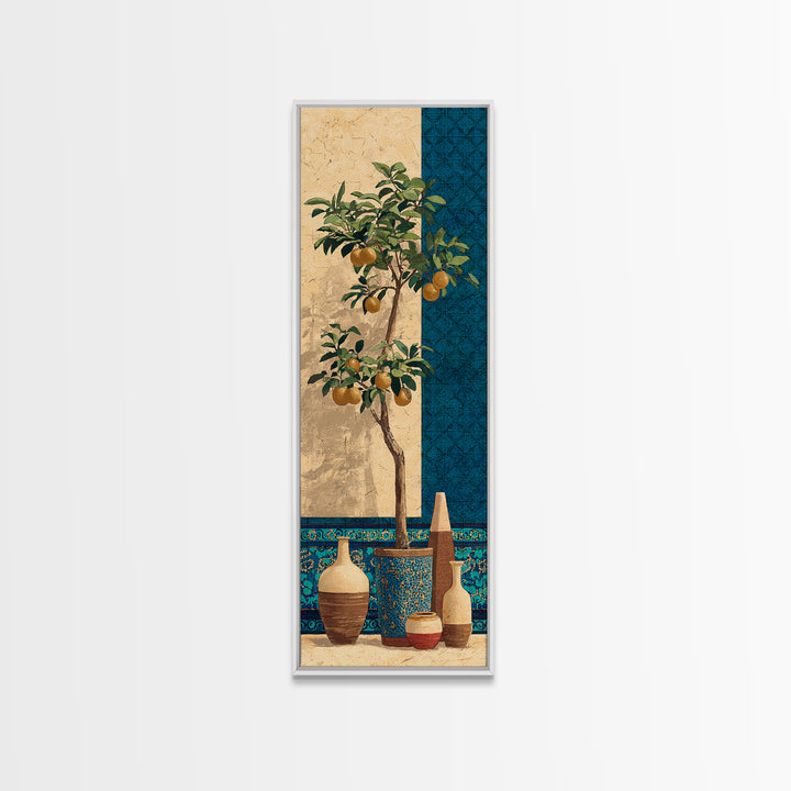 Orange Tree in a Courtyard Planter Canvas Print, Italian Villa Art, Coastal Decor, Living Room Decor, Fine Art, Villa, IVA-1x3-26