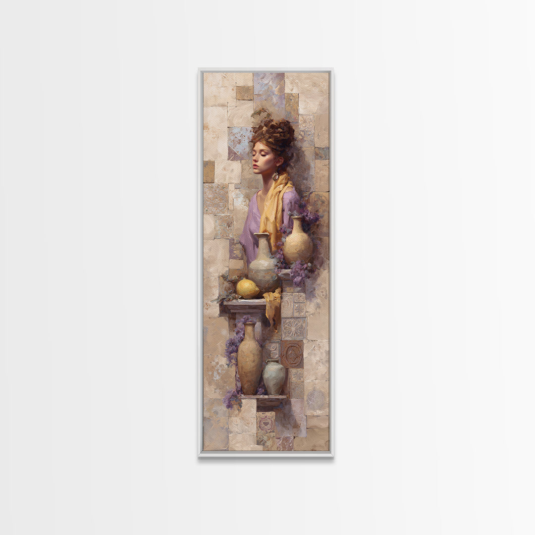 Renaissance Inspired Portrait with Modern Softness Canvas Print, Italian Villa Art, Landscape Painting, Living Room Decor, IVA-1x3-30