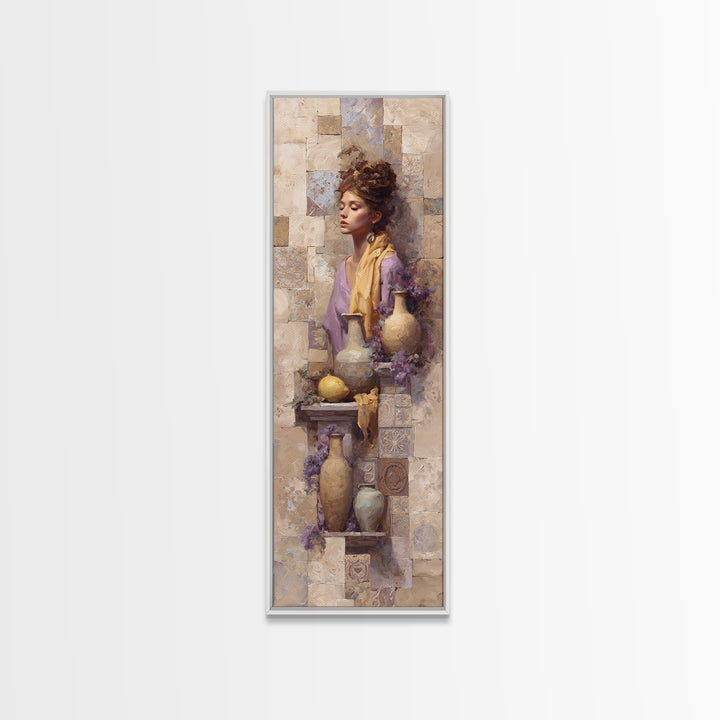 Renaissance Inspired Portrait with Modern Softness Canvas Print, Italian Villa Art, Landscape Painting, Living Room Decor, IVA-1x3-30