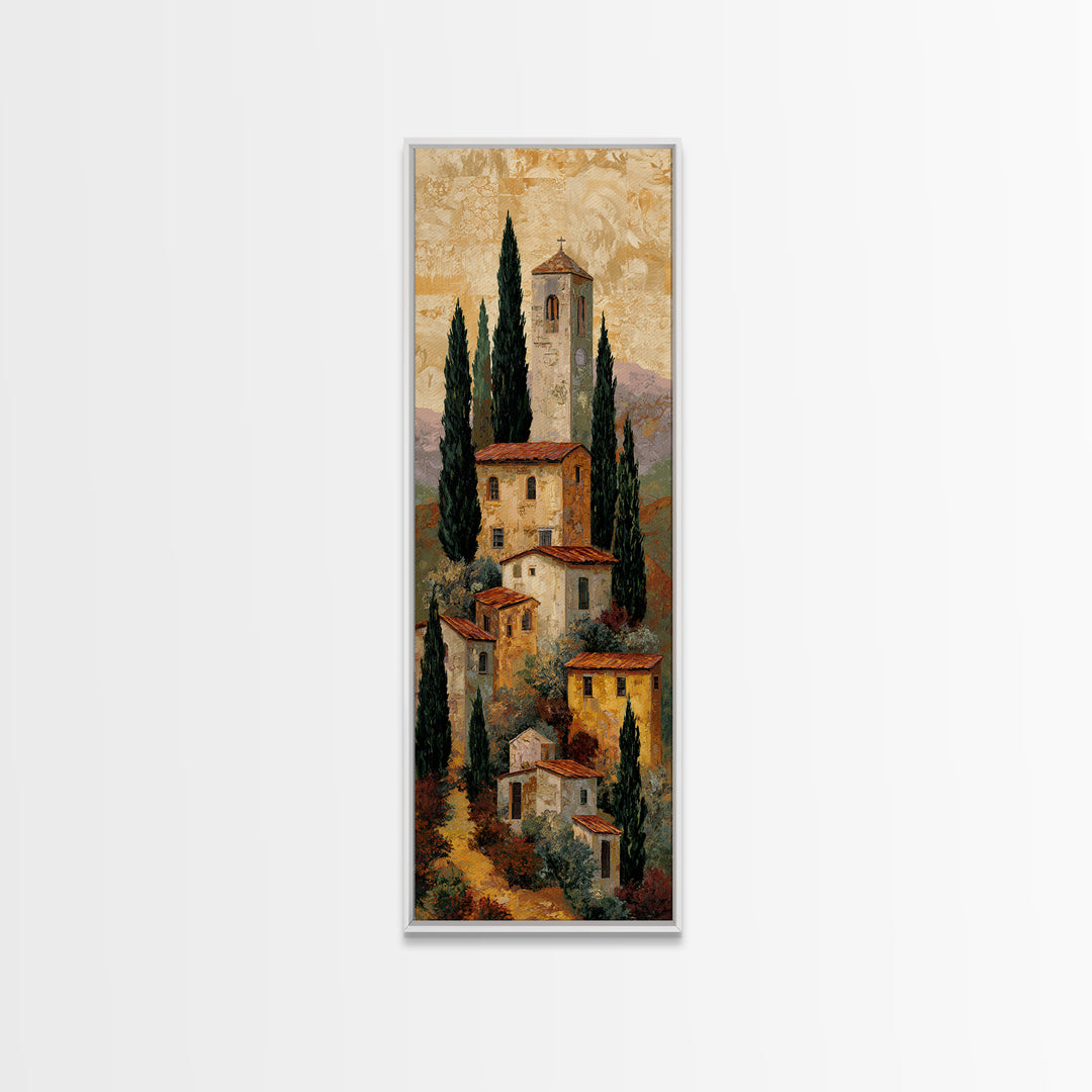 Tuscan Hillside with Cypress Trees and Golden Canvas Print, Italian Villa Art, Living Room Art, Living Room Decor, Villa, IVA-1x3-37
