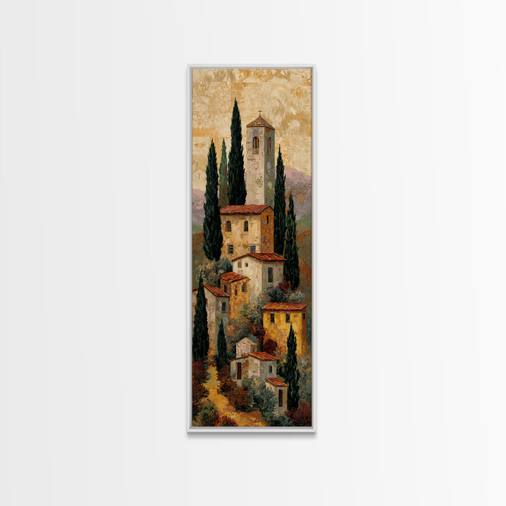 Tuscan Hillside with Cypress Trees and Golden Canvas Print, Italian Villa Art, Living Room Art, Living Room Decor, Villa, IVA-1x3-37