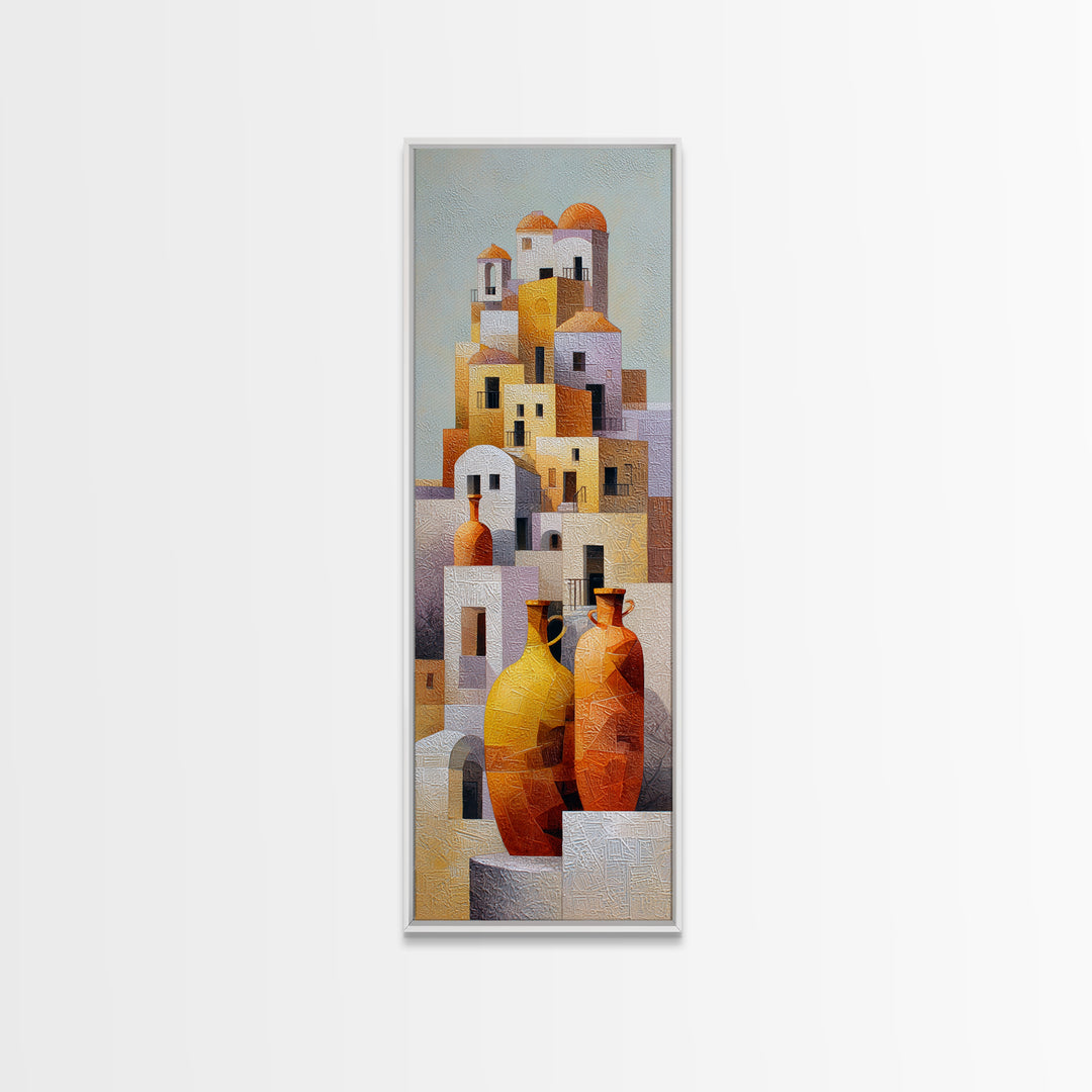Terracotta Rooftops Against Pale Sky Canvas Print, Italian Villa Art, Wall Decor, Living Room Decor, Fine Art, Villa, IVA-1x3-40