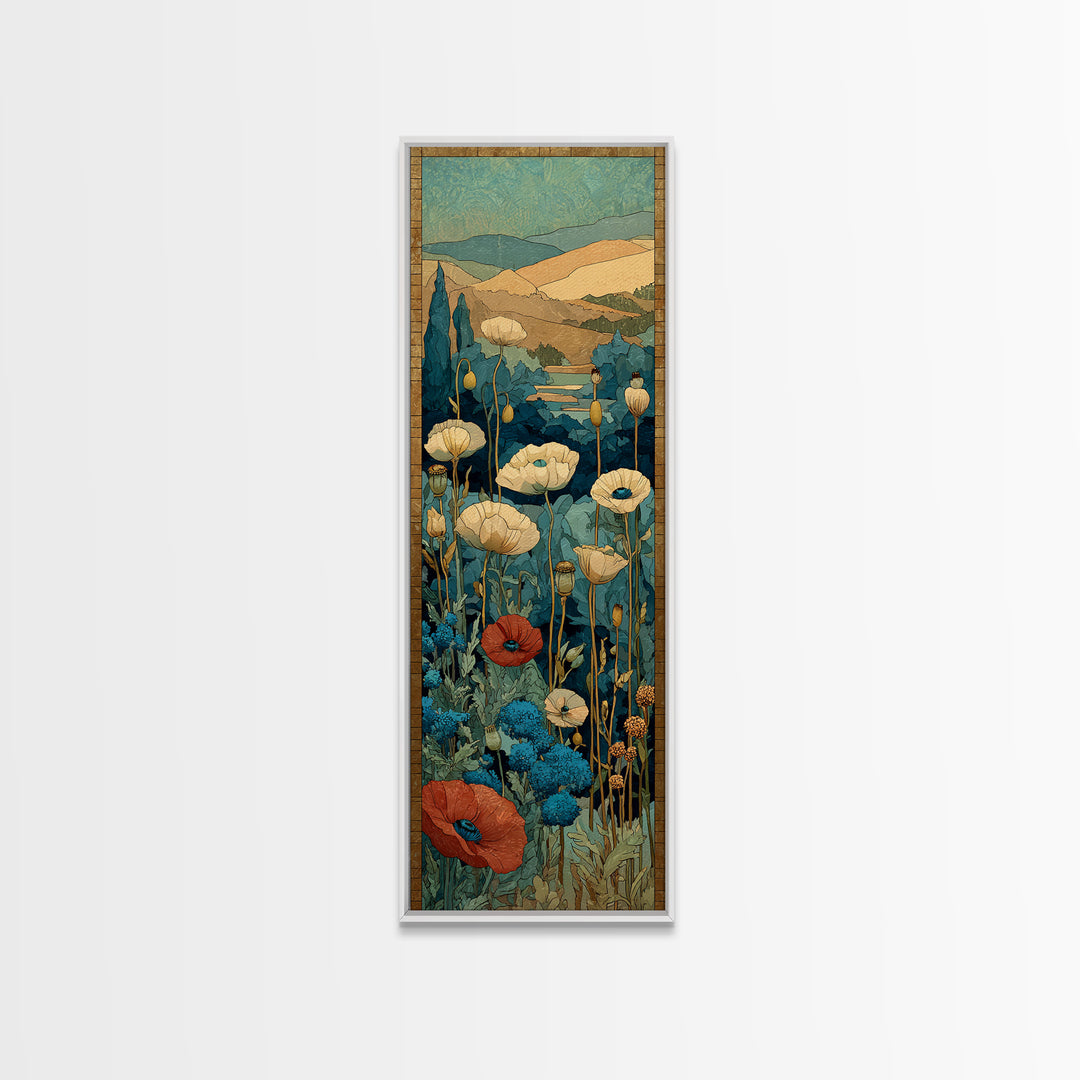 Tuscan Poppy Field Canvas Print, Italian Villa Art, Art Print, Living Room Decor, Abstract Art, Villa, Printable Art, IVA-1x3-51