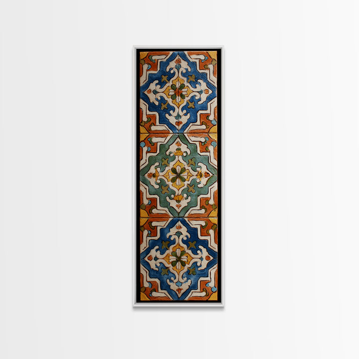 Italian Tile Pattern Framed Canvas Print, Italian Villa Art, Digital Download Art, Living Room Decor, Fine Art, Villa, IVA-1x3-53