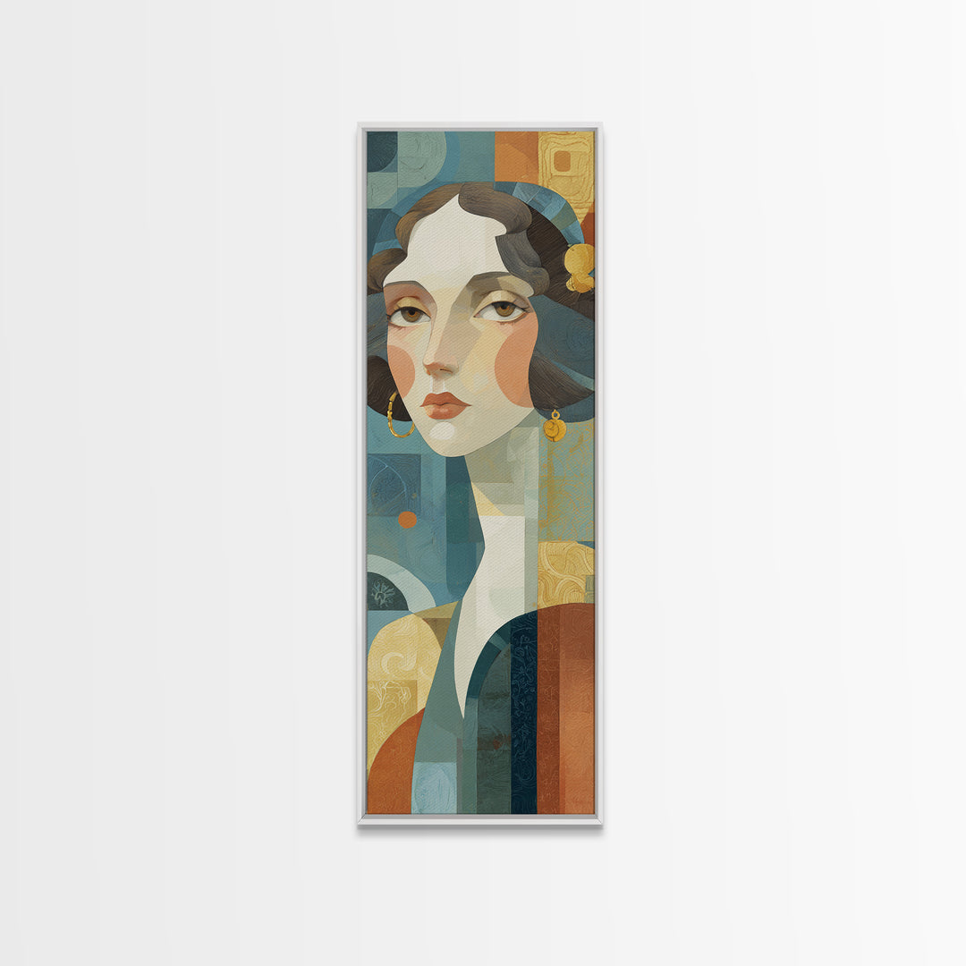 Renaissance Inspired Portrait with Modern Softness Canvas Print, Italian Villa Art, Landscape Painting, Living Room Decor, IVA-1x3-54