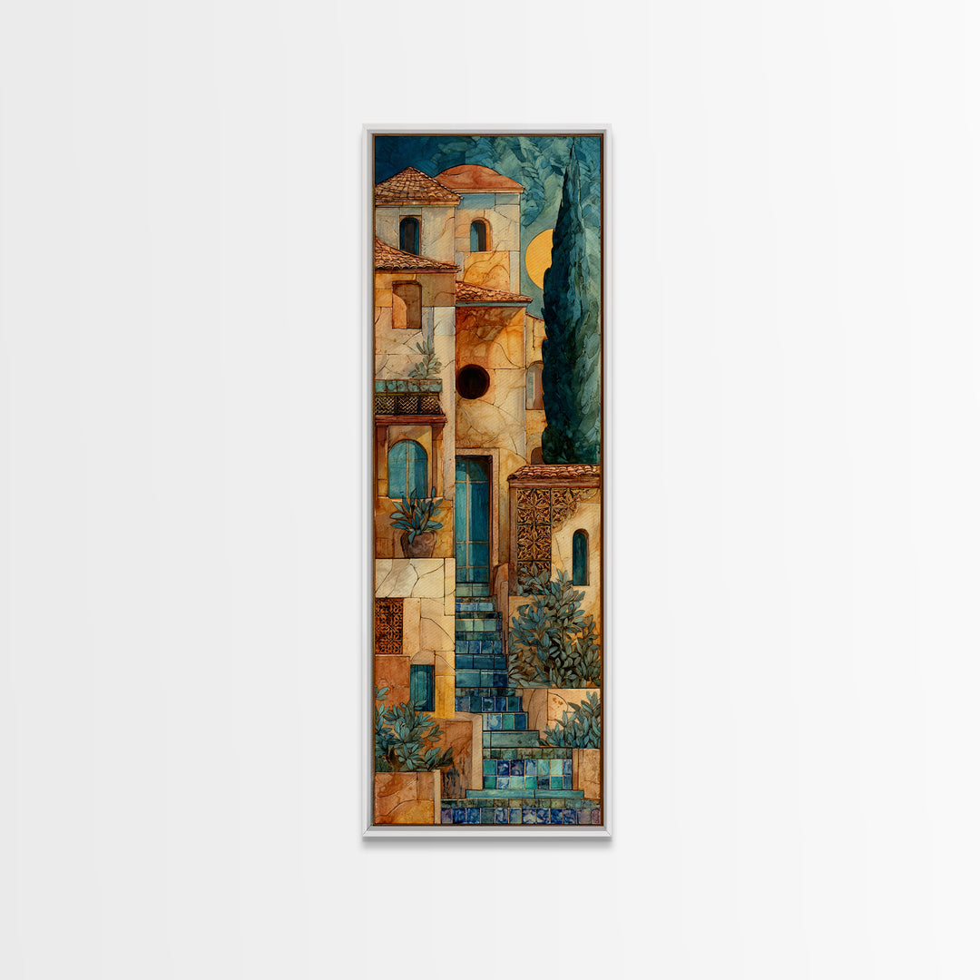 Cypress Silhouette at Sunset Canvas Print, Italian Villa Art, Coastal Wall Decor, Living Room Decor, Abstract Art, Villa, IVA-1x3-57