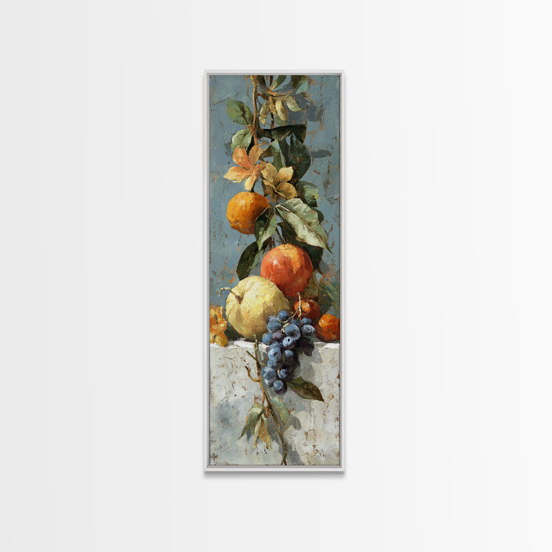 Marble Fruit Still Life Canvas Print, Italian Villa Art, Statement Artwork, Living Room Decor, Fine Art, Villa, Oil Painting, IVA-1x3-59