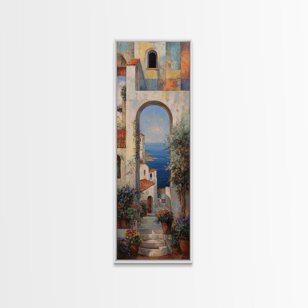 Mediterranean Arch Framing Blue Sea Canvas Print, Italian Villa Art, Luxury Decor, Living Room Decor, Fine Art, Villa, IVA-1x3-68