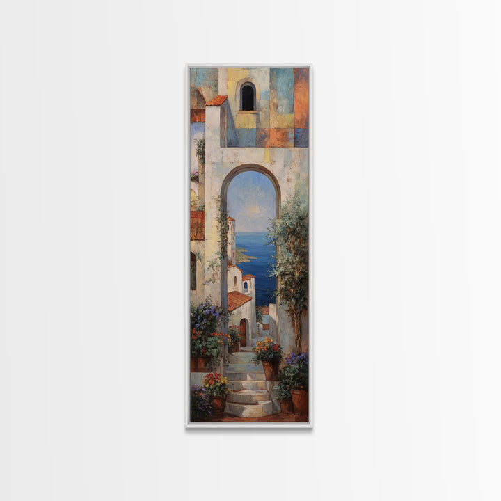 Mediterranean Arch Framing Blue Sea Canvas Print, Italian Villa Art, Luxury Decor, Living Room Decor, Fine Art, Villa, IVA-1x3-68