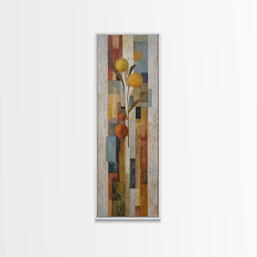 Coastal Lemons and Striped Cloth Arrangement Framed Canvas Print, Italian Villa Art, Boho Decor, Living Room Decor, Villa, IVA-1x3-84