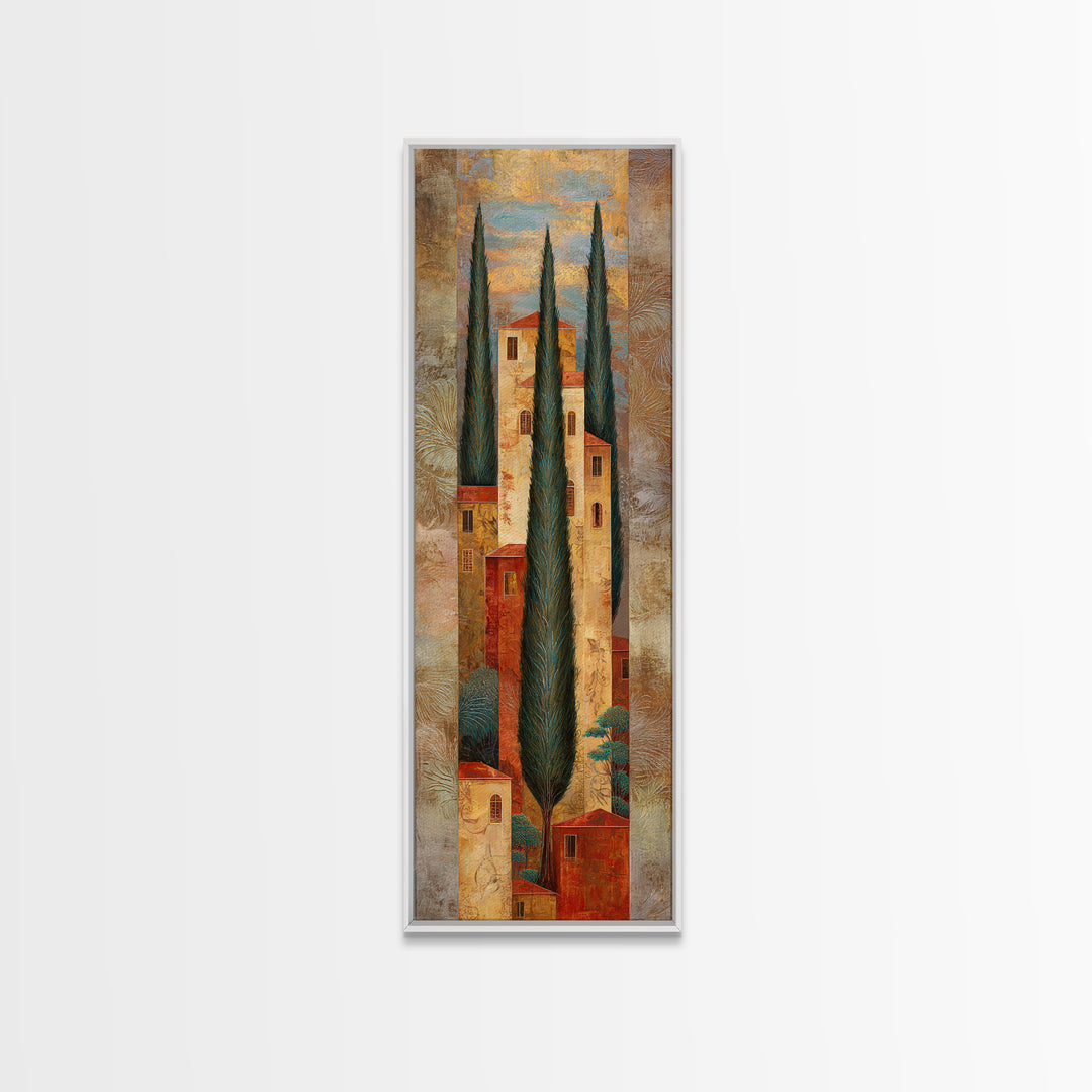 Tuscan Hillside with Cypress Trees and Golden Canvas Print, Italian Villa Art, Wall Decor, Living Room Decor, Fine Art, Villa, IVA-1x3-85