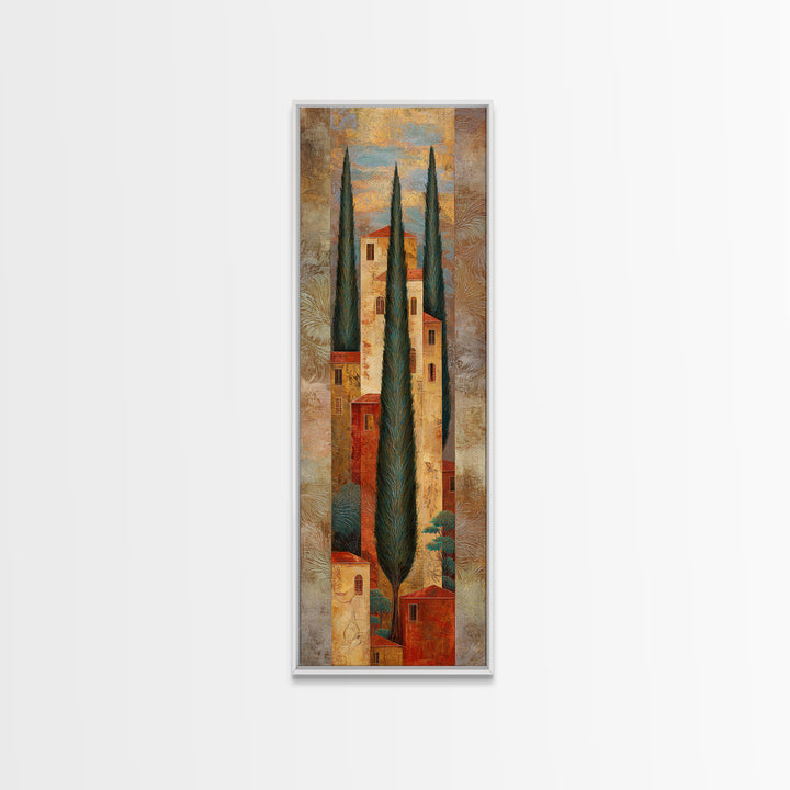Tuscan Hillside with Cypress Trees and Golden Canvas Print, Italian Villa Art, Wall Decor, Living Room Decor, Fine Art, Villa, IVA-1x3-85