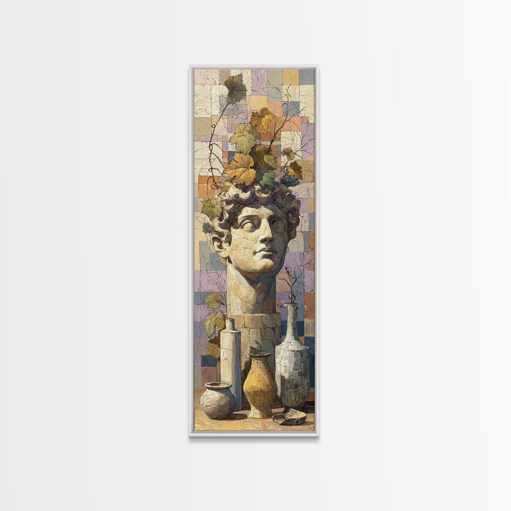 Classic Roman Statue Bust Framed Canvas Print, Italian Villa Art, Printable Wall Art, Living Room Decor, Abstract Art, Villa, IVA-1x3-96