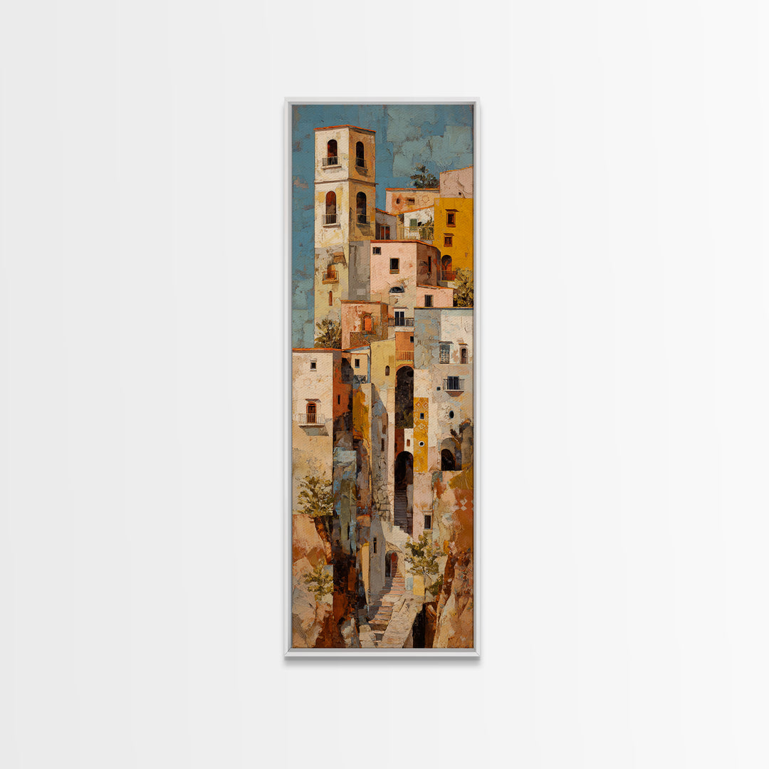 Amalfi Coast Cliffs Canvas Print, Italian Villa Art, Coastal Wall Art, Living Room Decor, Oil Painting, Villa, IVA-1x3-97