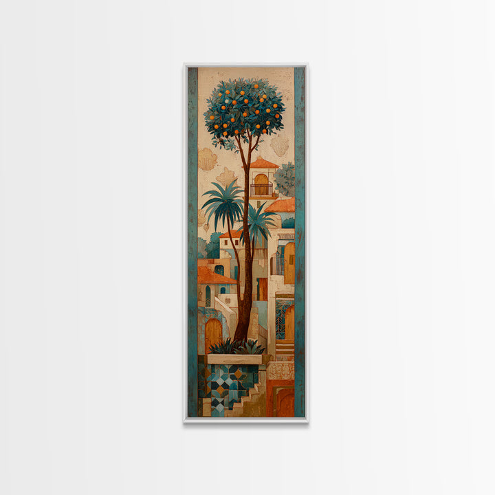 Orange Tree in a Courtyard Planter Canvas Print, Italian Villa Art, Rustic Home Decor, Living Room Decor, Fine Art, Villa, IVA-1x3-98