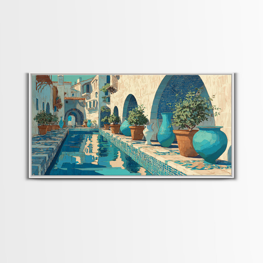 Venetian Canal Reflection Without City Crowd Framed Canvas Print, Italian Villa Art, Neutral Decor, Living Room Decor, Villa, IVA-2x1-16