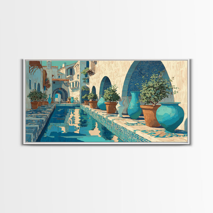 Venetian Canal Reflection Without City Crowd Framed Canvas Print, Italian Villa Art, Neutral Decor, Living Room Decor, Villa, IVA-2x1-16