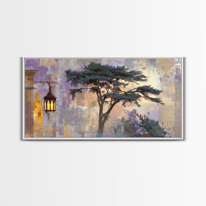 Cypress Silhouette at Sunset Canvas Print, Italian Villa Art, Gallery Decor, Living Room Decor, Villa, Minimalist Decor, IVA-2x1-17