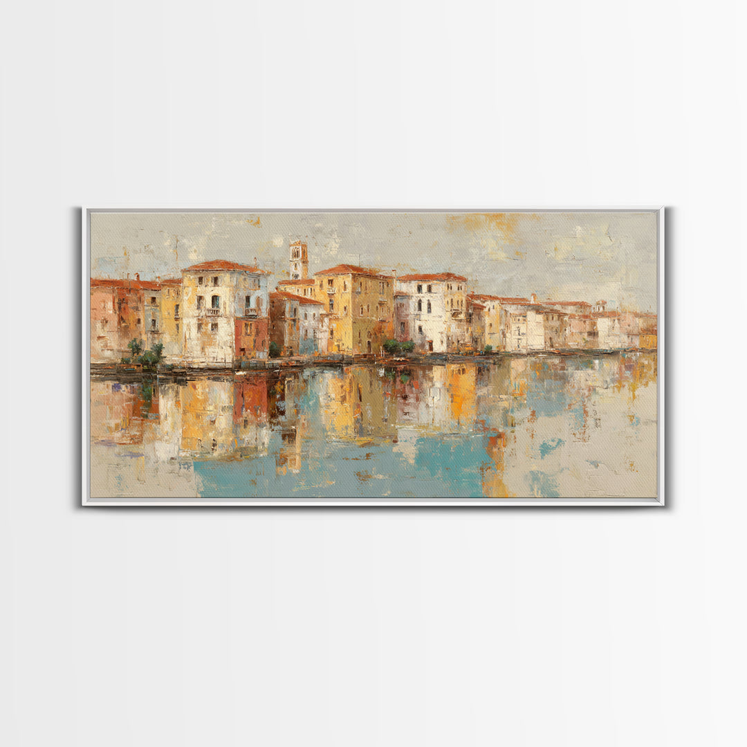 Venetian Canal Reflection Without City Crowd Canvas Print, Italian Villa Art, Contemporary Art, Living Room Decor, Villa, IVA-2x1-40