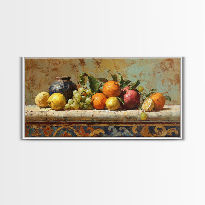 Marble Fruit Still Life Framed Canvas Print, Italian Villa Art, Contemporary Art, Living Room Decor, Fine Art, Villa, IVA-2x1-43