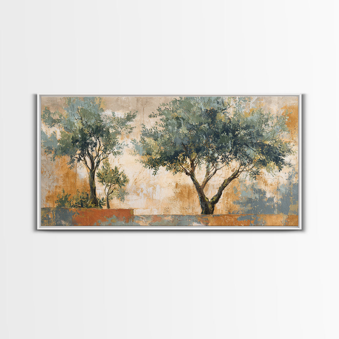 Olive Grove Path Canvas Print, Italian Villa Art, Framed Wall Art, Living Room Decor, Oil Painting, Villa, Colorful Wall Art, IVA-2x1-47
