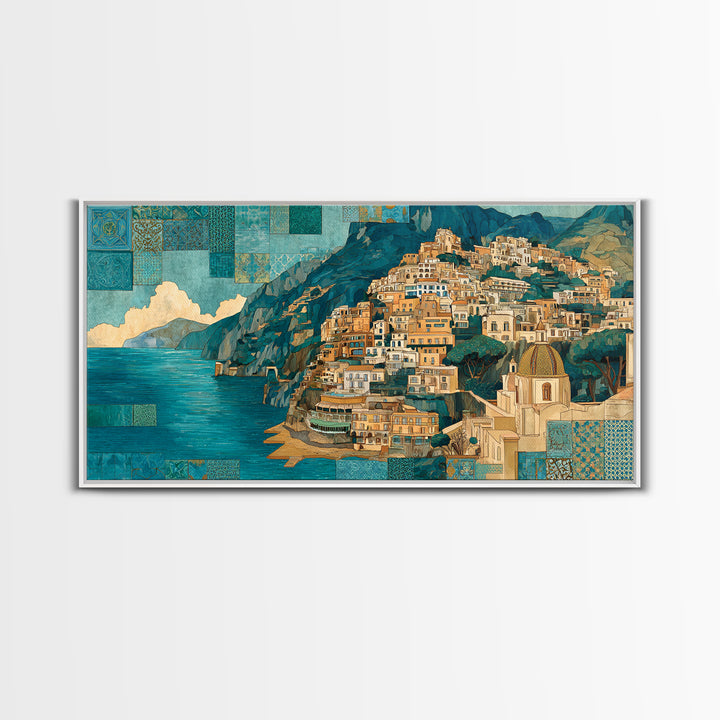 Amalfi Coast Cliffs Canvas Print, Italian Villa Art, Fine Art Print, Living Room Decor, Fine Art, Villa, Original Painting, IVA-2x1-57