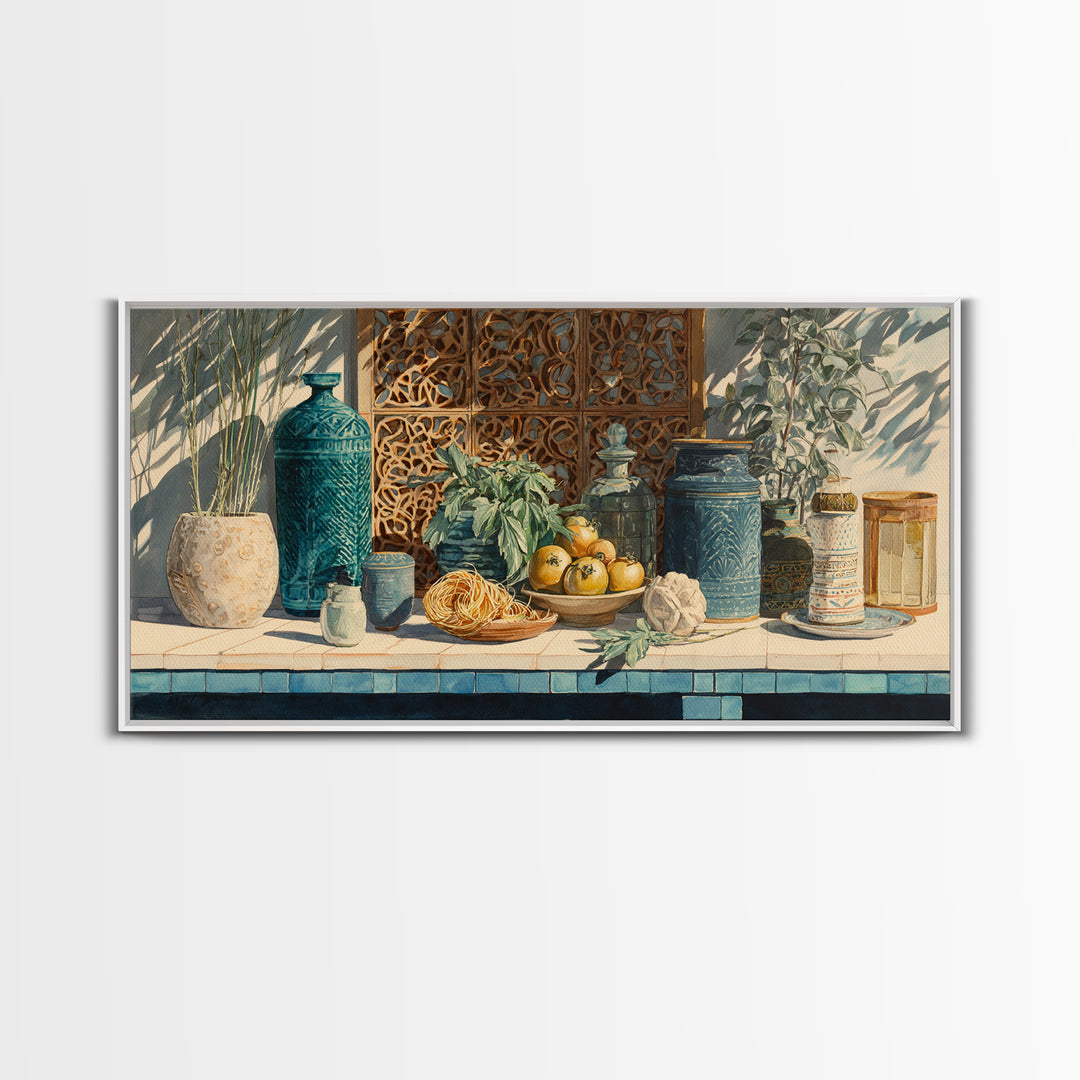 Pasta Herbs and Tomatoes Still Life Canvas Print, Italian Villa Art, Living Room Wall Art, Living Room Decor, Fine Art, Villa, IVA-2x1-63