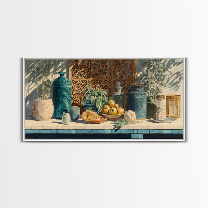 Pasta Herbs and Tomatoes Still Life Canvas Print, Italian Villa Art, Living Room Wall Art, Living Room Decor, Fine Art, Villa, IVA-2x1-63