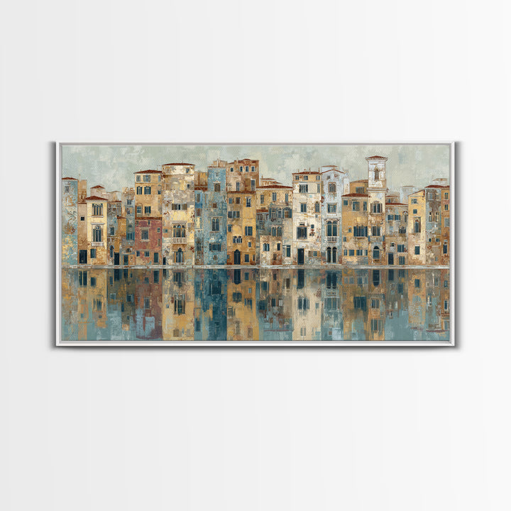 Venetian Canal Reflection Without City Crowd Canvas Print, Italian Villa Art, Bedroom Wall Art, Living Room Decor, Villa, IVA-2x1-88