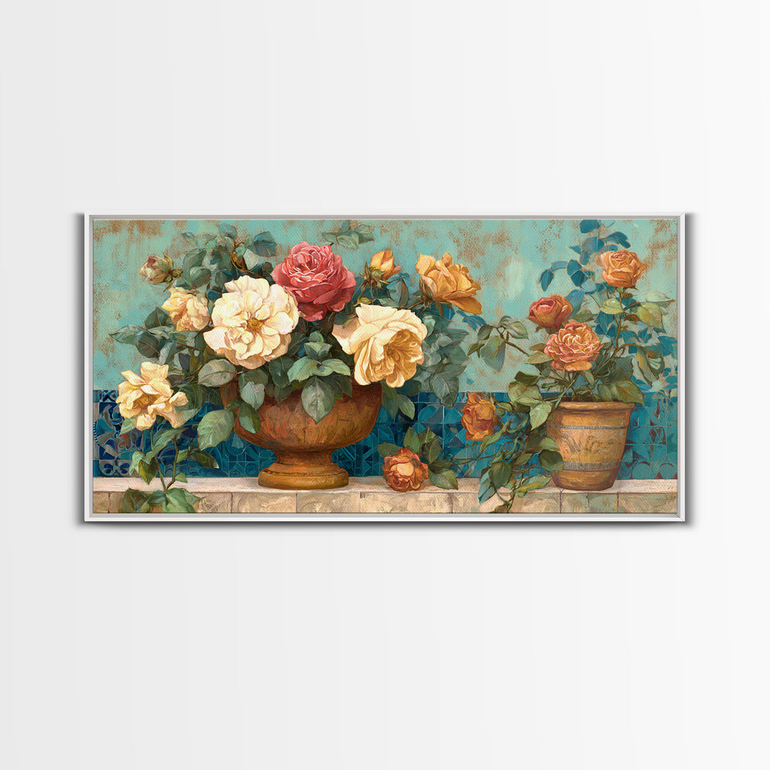 Italian Villa Garden Urn Canvas Print, Italian Villa Art, Art Print, Living Room Decor, Watercolor Art, Villa, Printable Art, IVA-2x1-98