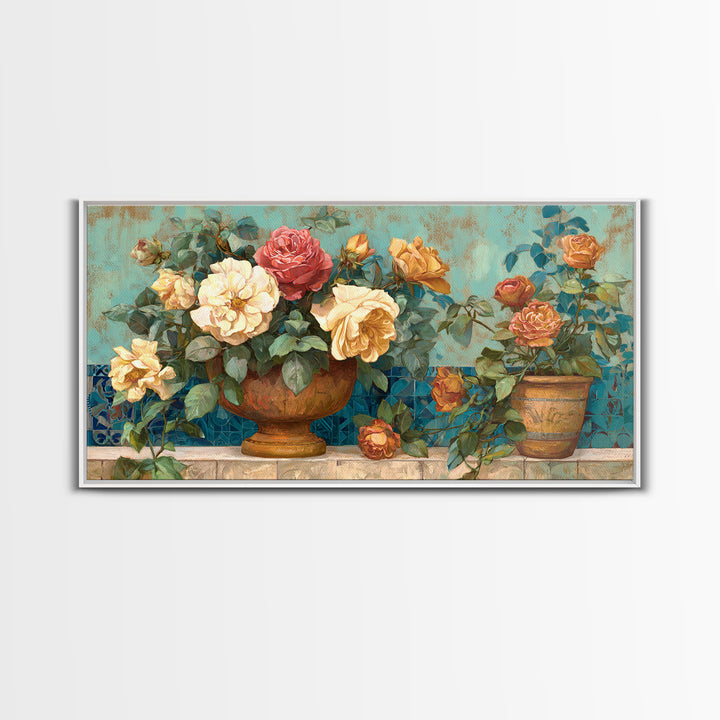 Italian Villa Garden Urn Canvas Print, Italian Villa Art, Art Print, Living Room Decor, Watercolor Art, Villa, Printable Art, IVA-2x1-98