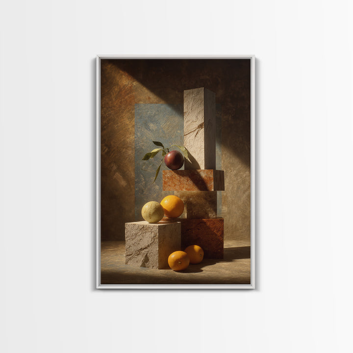 Marble Fruit Still Life Canvas Print, Italian Villa Art, Coastal Decor, Living Room Decor, Fine Art, Villa, Landscape Print, IVA-2x3-31