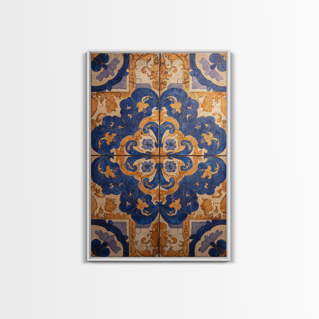 Italian Tile Pattern Canvas Print, Italian Villa Art, Statement Artwork, Living Room Decor, Fine Art, Villa, Oil Painting, IVA-2x3-49