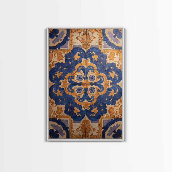 Italian Tile Pattern Canvas Print, Italian Villa Art, Statement Artwork, Living Room Decor, Fine Art, Villa, Oil Painting, IVA-2x3-49