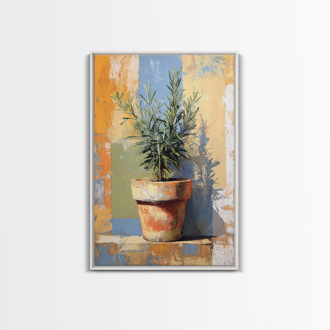 Terra Cotta Pot Framed Canvas Print, Italian Villa Art, Digital Art Print, Living Room Decor, Fine Art, Villa, Luxury Decor, IVA-2x3-6