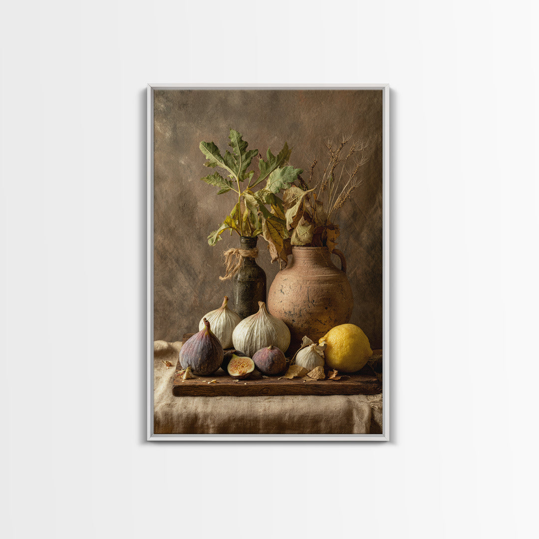Figs and Cheese on Rustic Wooden Board Canvas Print, Italian Villa Art, Art Print, Living Room Decor, Fine Art, Villa, IVA-2x3-65