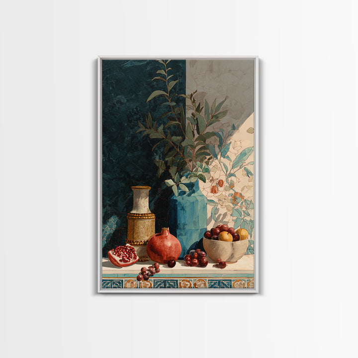 Marble Fruit Still Life Canvas Print, Italian Villa Art, Original Painting, Living Room Decor, Villa, Landscape Painting, IVA-2x3-7