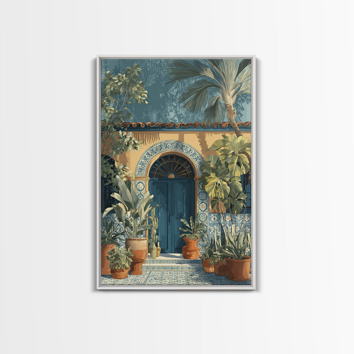 Italian Tile Pattern Framed Canvas Print, Italian Villa Art, Textured Painting, Living Room Decor, Villa, Living Room Wall Art, IVA-2x3-73