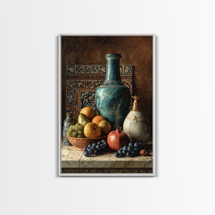 Marble Fruit Still Life Canvas Print, Italian Villa Art, Rustic Home Decor, Living Room Decor, Fine Art, Villa, Boho Decor, IVA-2x3-79