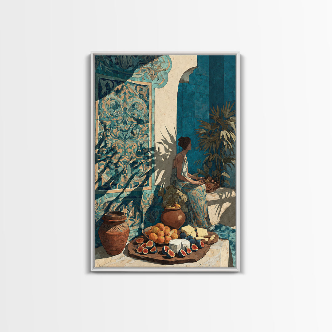 Figs and Cheese on Rustic Wooden Board Canvas Print, Italian Villa Art, Printable Wall Art, Living Room Decor, Villa, IVA-2x3-89