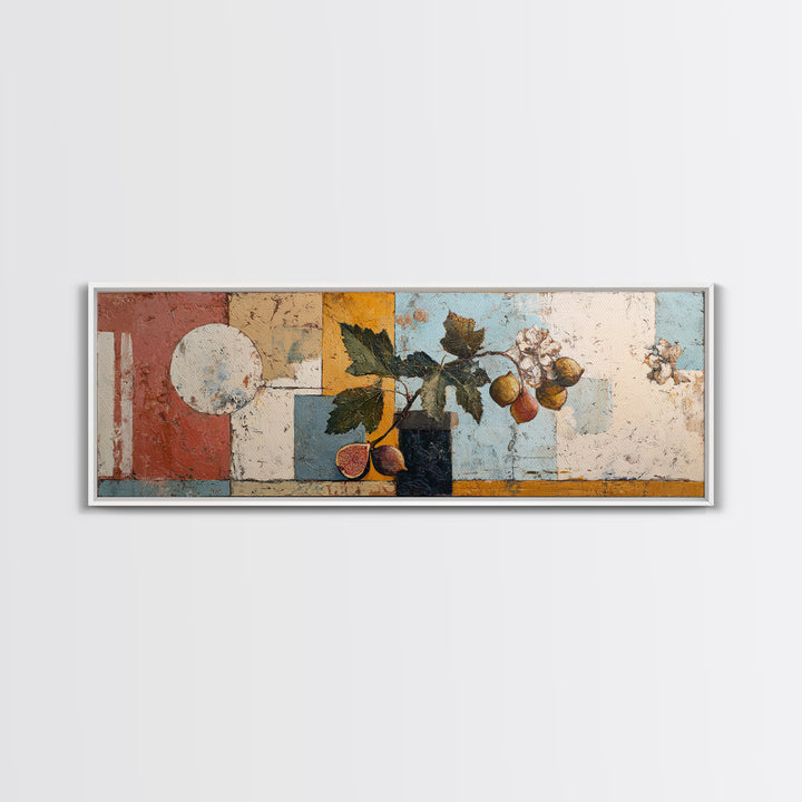 Figs and Cheese on Rustic Wooden Board Canvas Print, Italian Villa Art, Framed Wall Art, Living Room Decor, Abstract Art, Villa, IVA-3x1-25